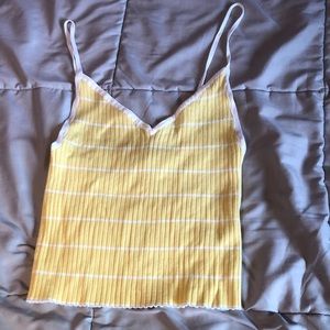 Kendall and Kyle yellow and white striped tank top